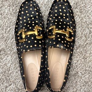 Boden Black Loafers with Gold Dots